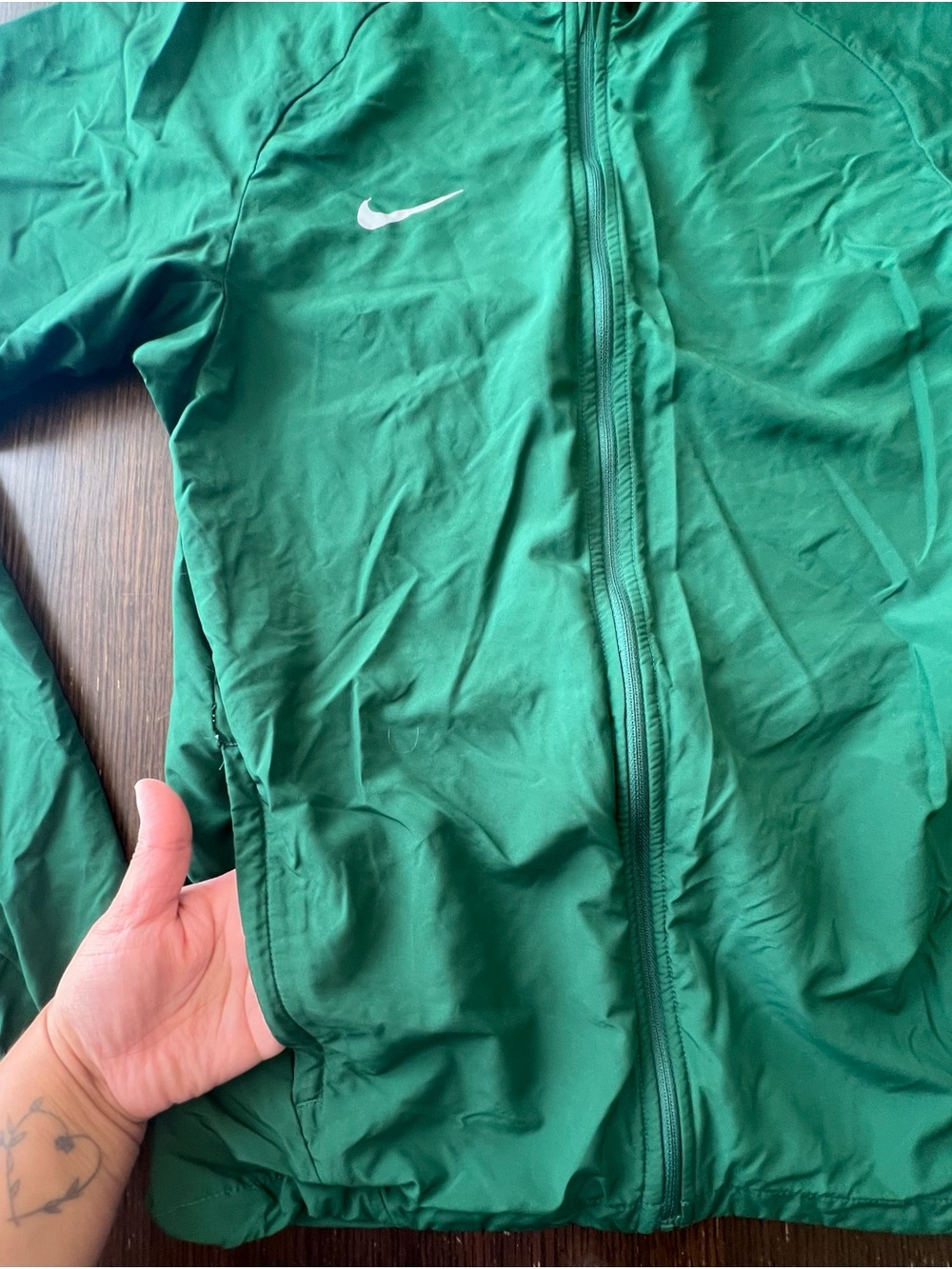 Nike Running XS Emerald Green Lightweight Full Zip Windbreaker Jacket - Picture 2 of 9